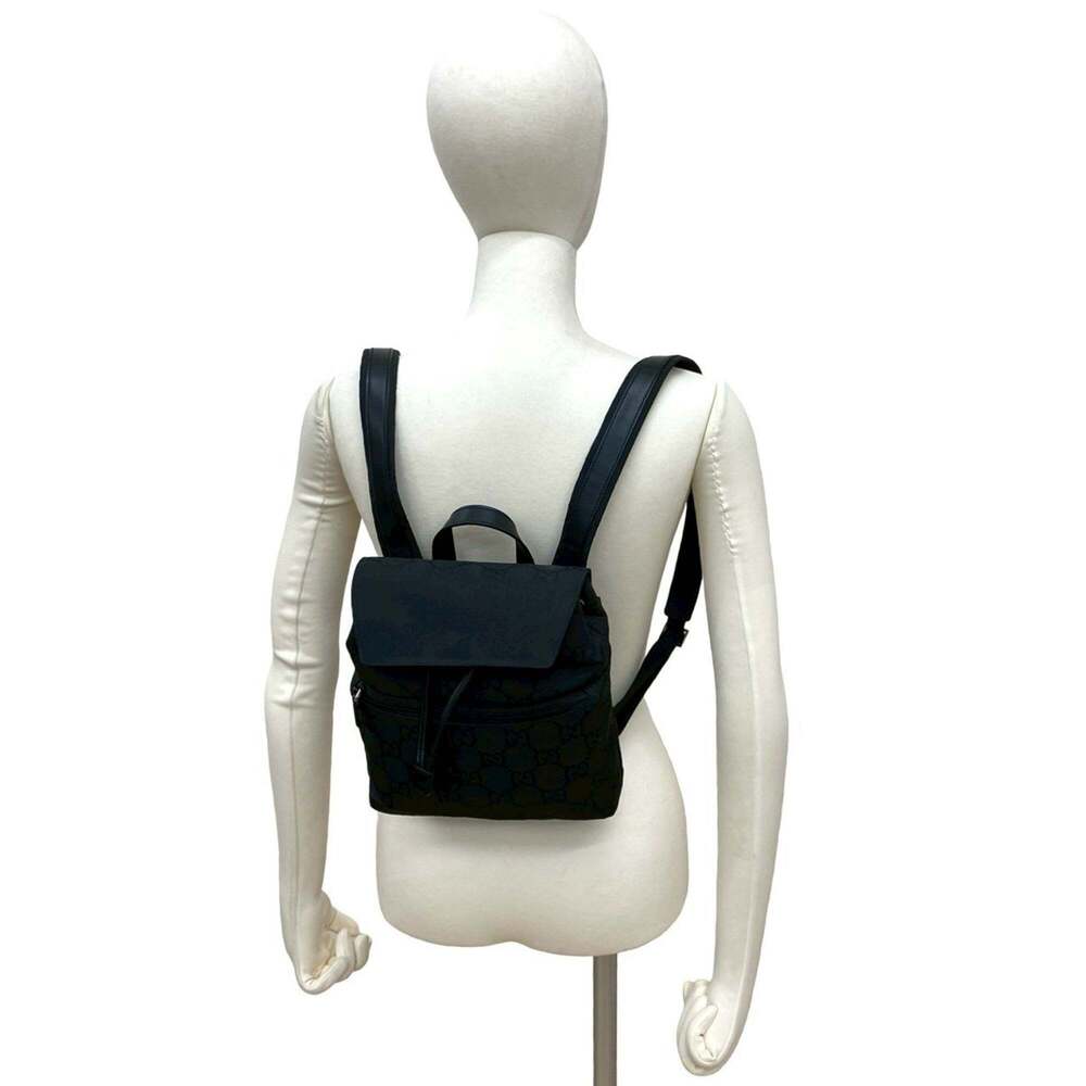 GUCCI GG pattern nylon and leather drawstring mini backpack/daypack, black, i... - Picture 2 of 10